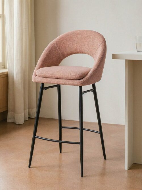 Tabouret Rose Tissu-Métal Ixia