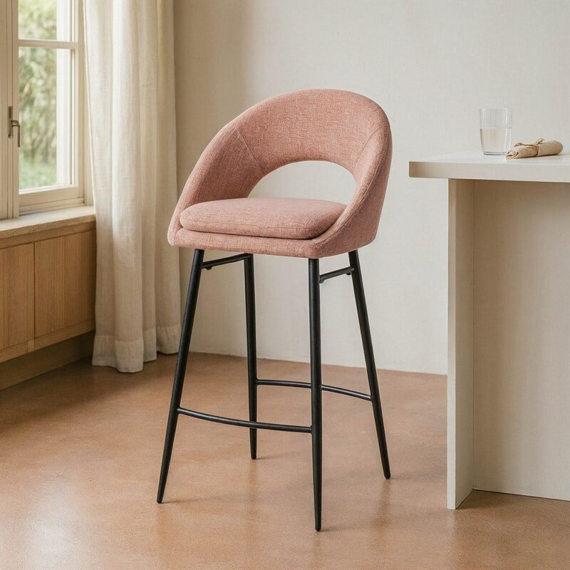 Tabouret Rose Tissu-Métal Ixia