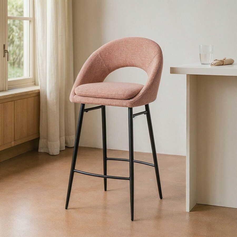 Tabouret Rose Tissu-Métal Ixia