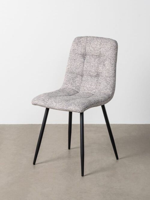 Chaise Marbré Gris-Blanc Tissu-Métal Ixia 44 cm