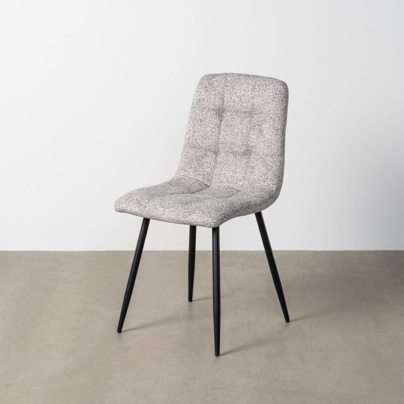 Chaise Marbré Gris-Blanc Tissu-Métal Ixia 44 cm