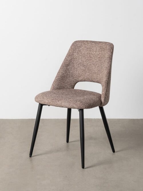 Chaise Marbré Taupe Tissu-Métal Ixia 50 cm