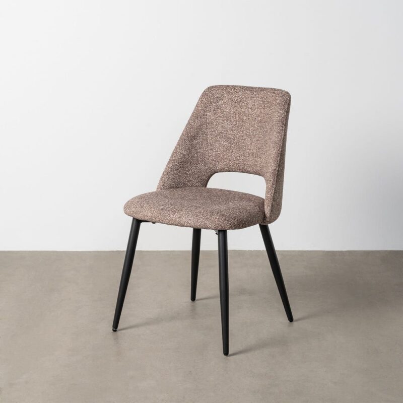 Chaise Marbré Taupe Tissu-Métal Ixia 50 cm