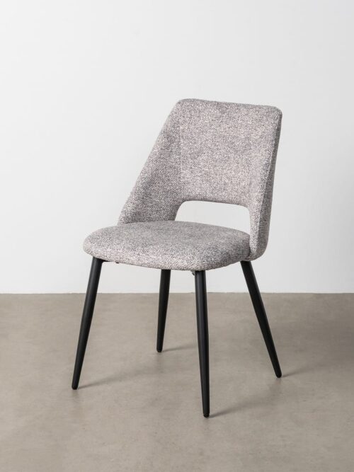 Chaise Marbré Gris-Blanc Tissu-Métal Ixia 50 cm