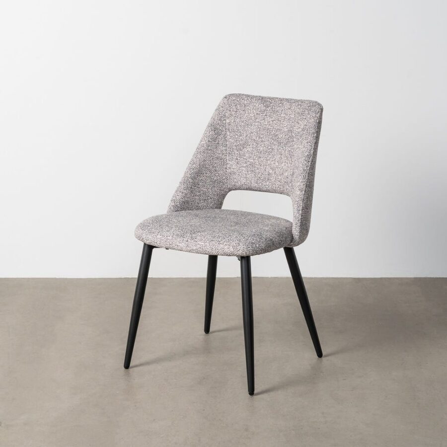 Chaise Marbré Gris-Blanc Tissu-Métal Ixia 50 cm