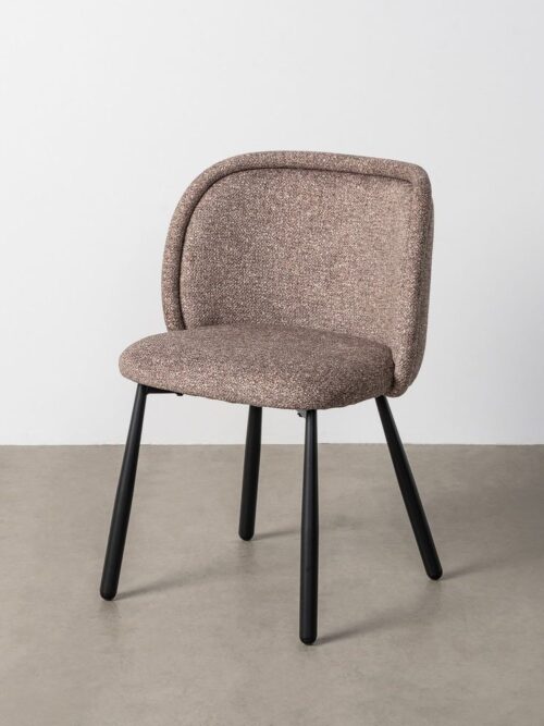 Chaise Marbré Taupe Tissu-Métal Ixia 56 cm