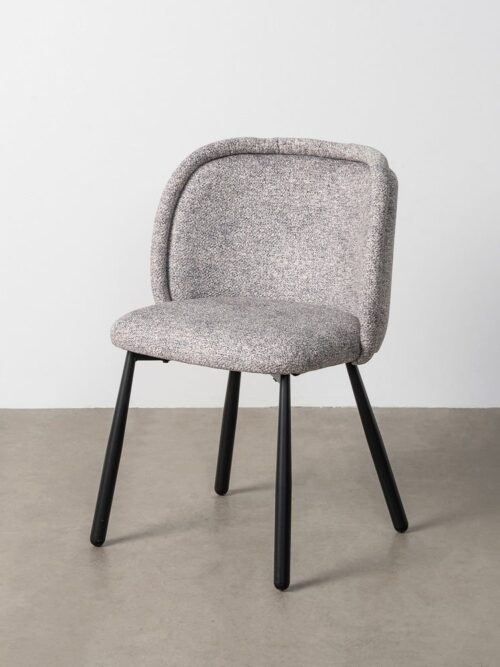 Chaise Marbré Gris-Blanc Tissu-Métal Ixia 56 cm
