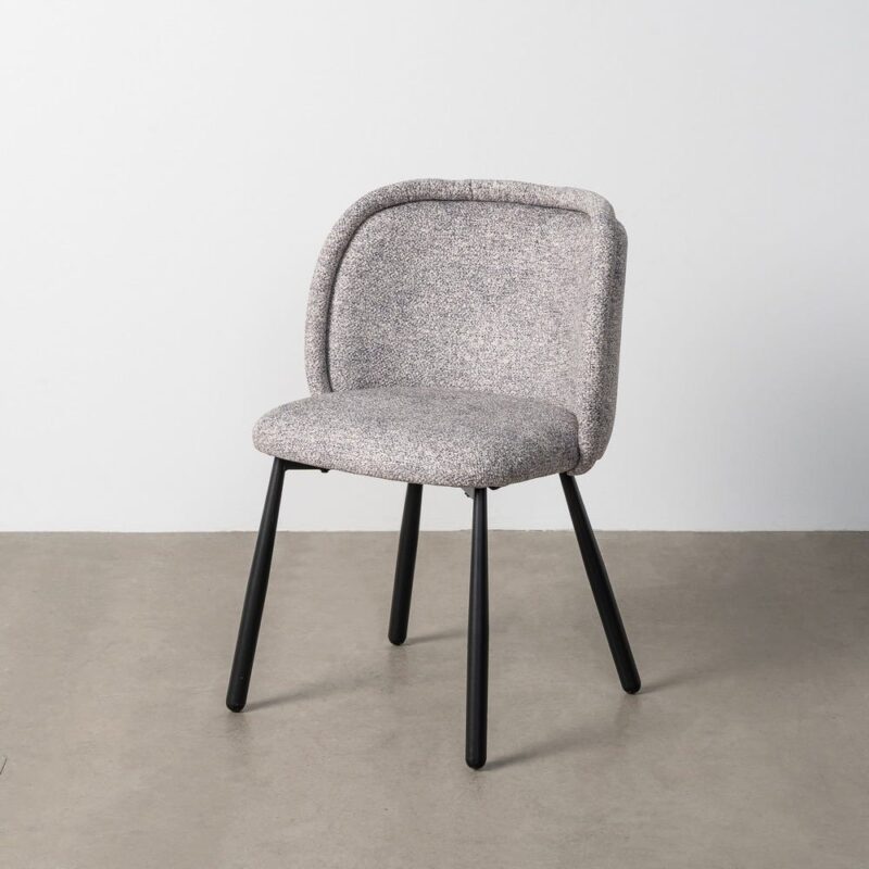 Chaise Marbré Gris-Blanc Tissu-Métal Ixia 56 cm