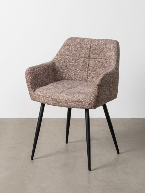 Chaise Marbré Taupe Tissu-Métal Ixia 59 cm