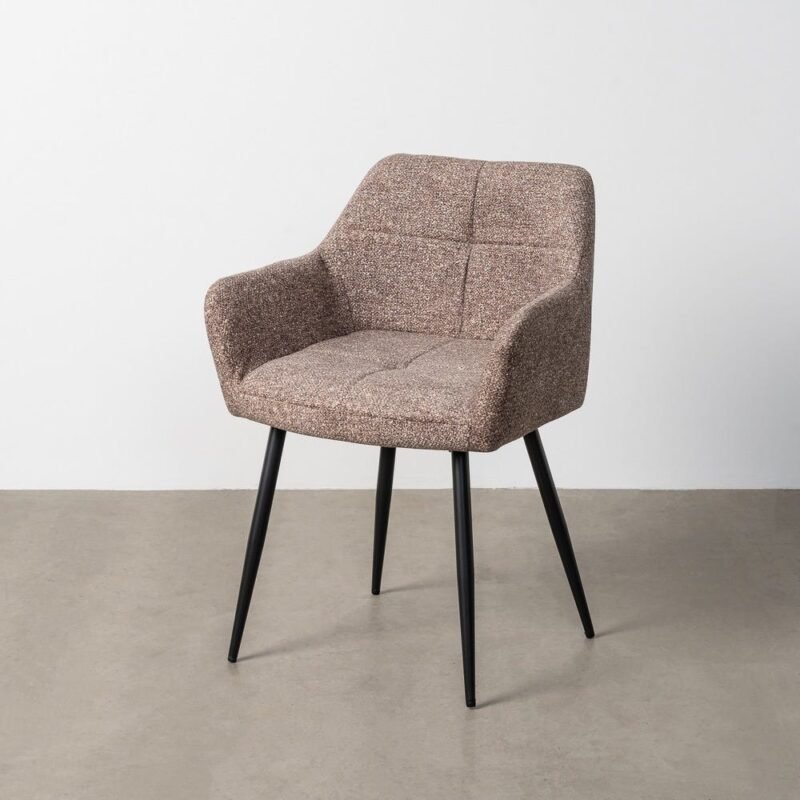Lot de 2 : Chaise Marbré Taupe Tissu-Métal Ixia 59 cm