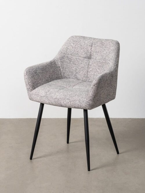 Chaise Marbré Gris-Blanc Tissu-Métal Ixia 59 cm