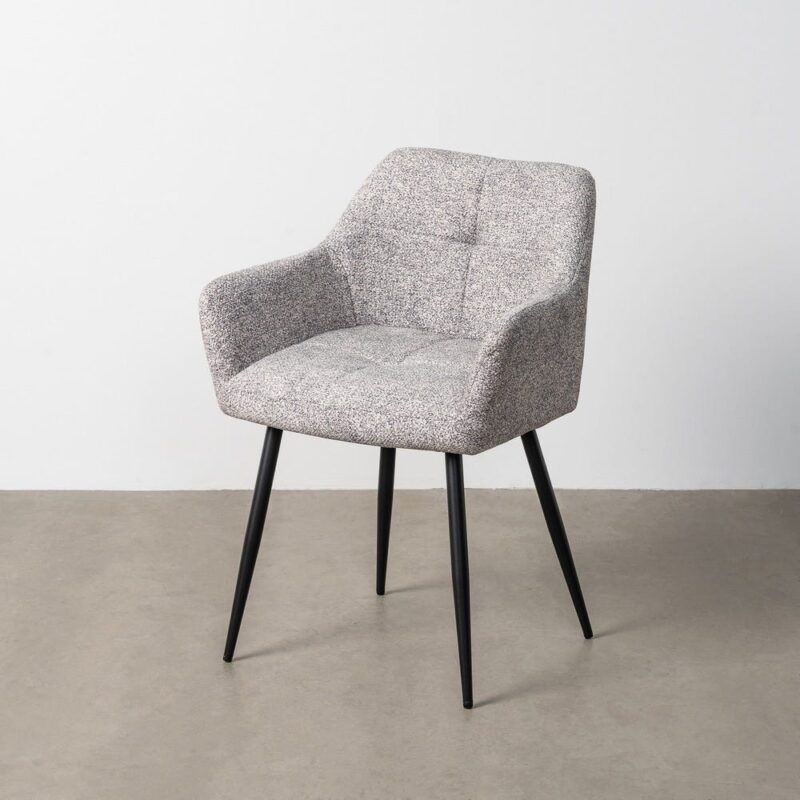 Chaise Marbré Gris-Blanc Tissu-Métal Ixia 59 cm