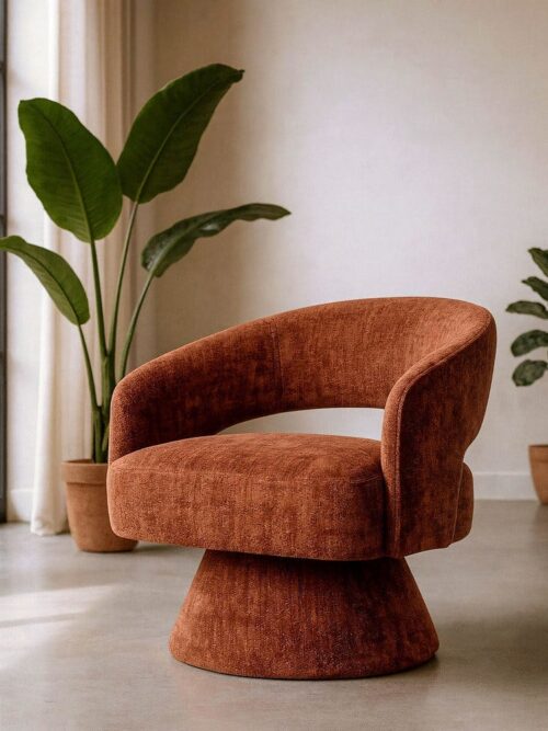 Fauteuil Pivotant Tuile Tissu-Bois Ixia 71 cm