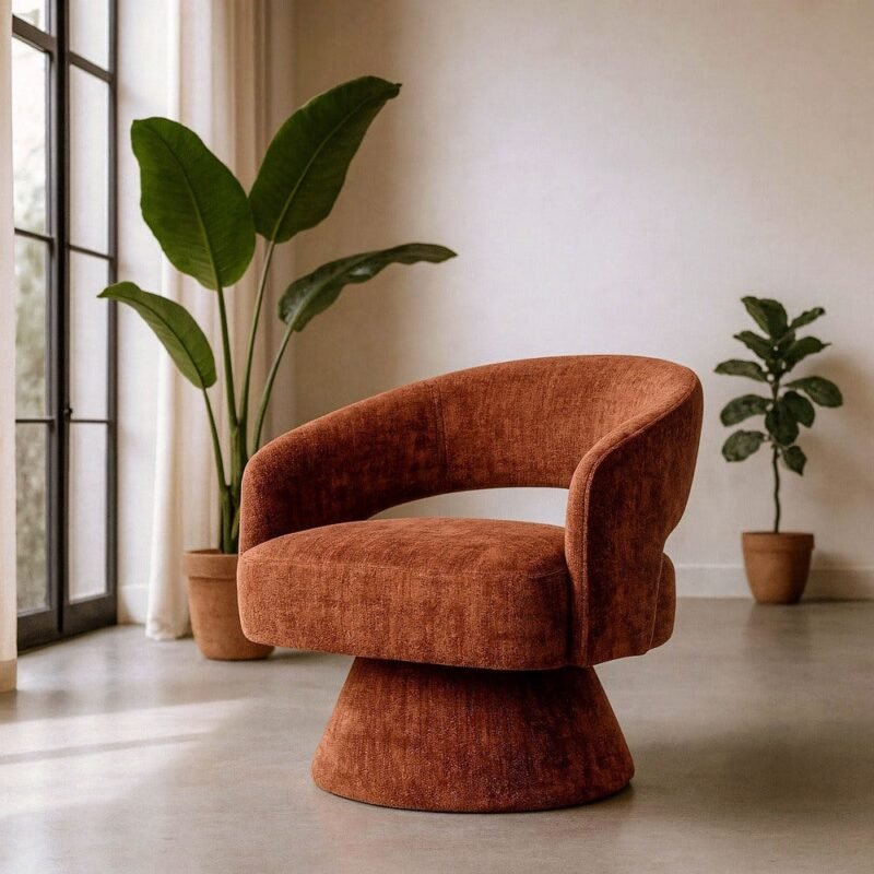Fauteuil Pivotant Tuile Tissu-Bois Ixia 71 cm