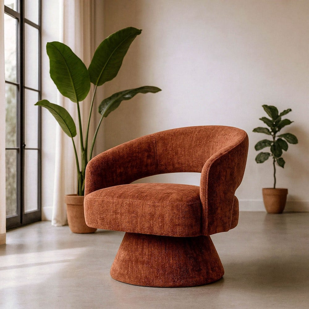 Fauteuil Pivotant Tuile Tissu-Bois Ixia 71 cm