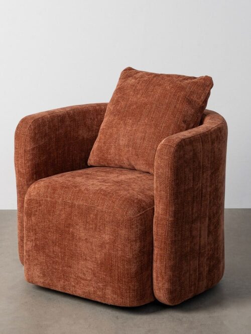 Fauteuil Pivotant Tuile Tissu-Bois Ixia 76 cm