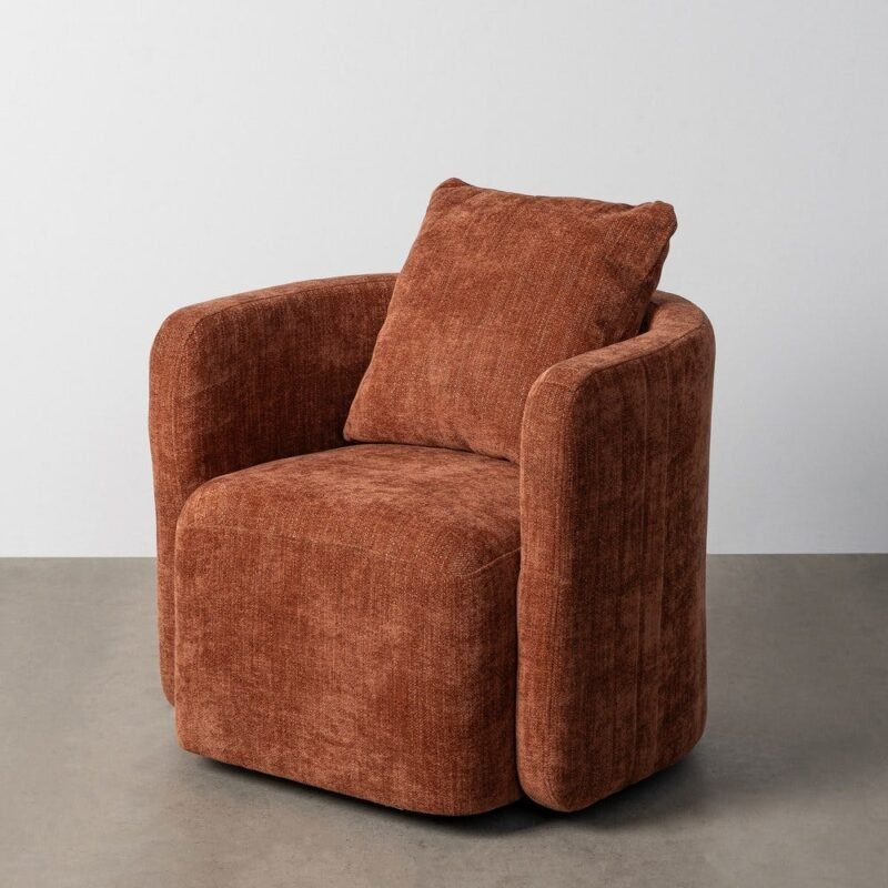 Fauteuil Pivotant Tuile Tissu-Bois Ixia 76 cm