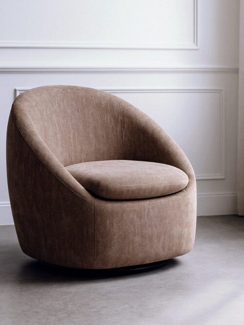 Fauteuil Pivotant Taupe Ixia 72 cm