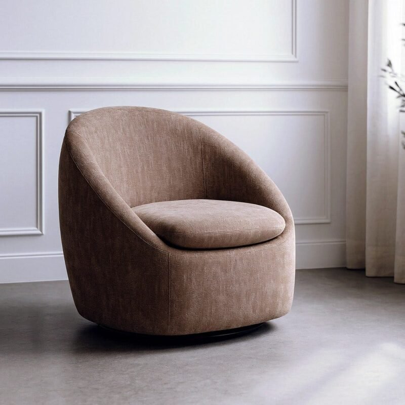 Fauteuil Pivotant Taupe Ixia 72 cm
