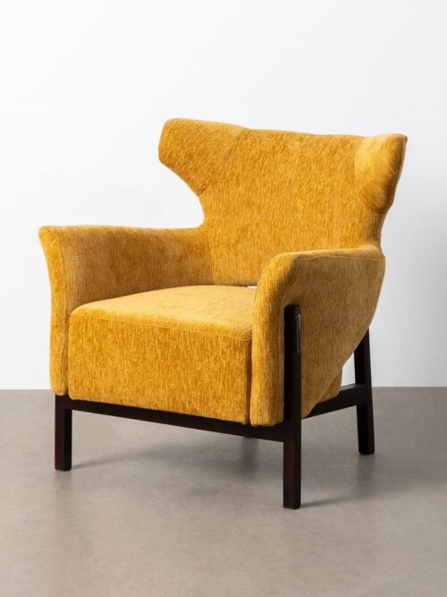 Fauteuil Moutarde Tissu-Bois Ixia