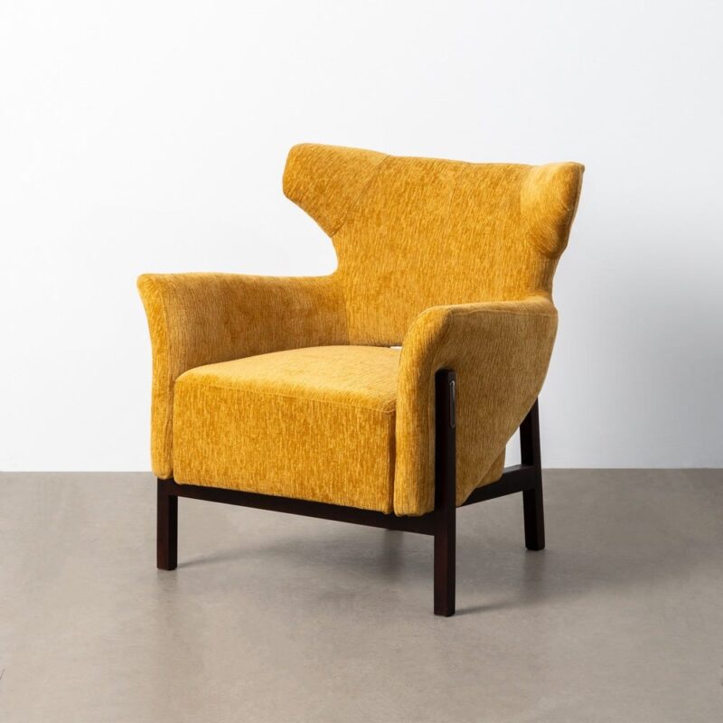 Fauteuil Moutarde Tissu-Bois Ixia