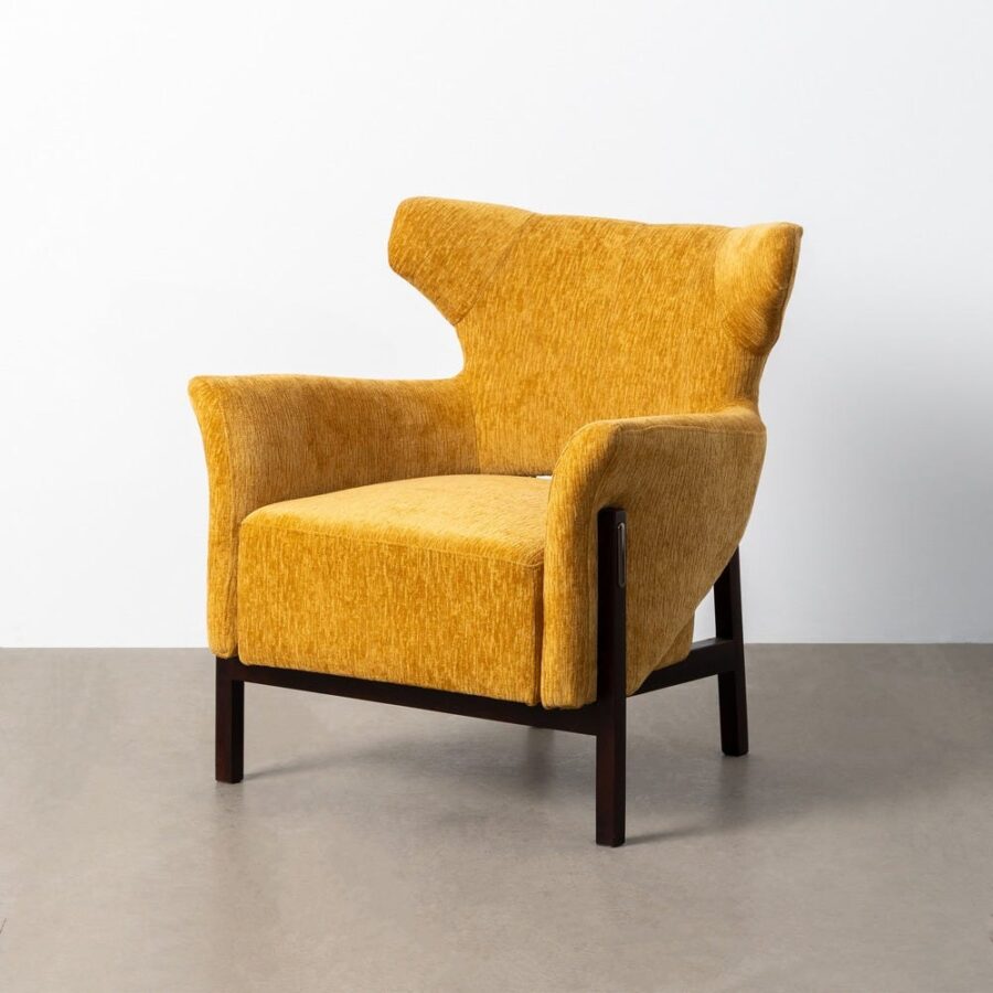 Fauteuil Moutarde Tissu-Bois Ixia