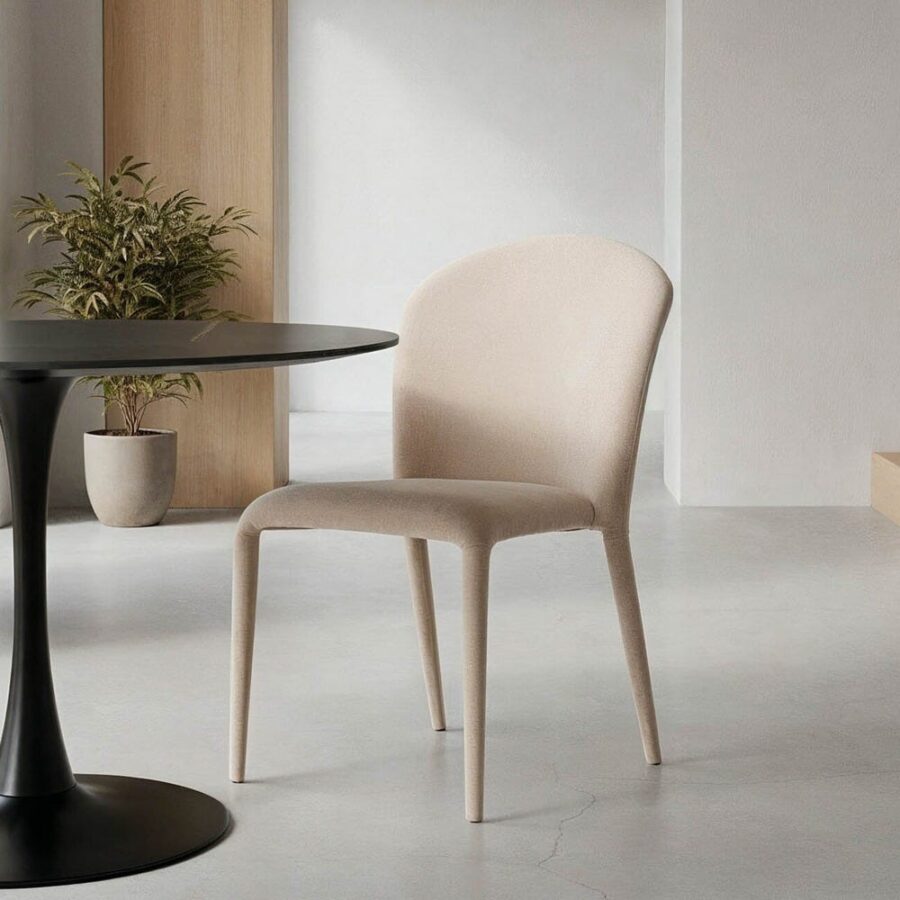 Chaise Empilable Crème Étoffe Ixia 50 cm