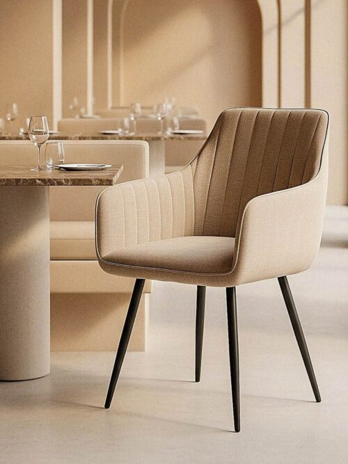 Chaise Beige Tissu-Métal Ixia 55 cm