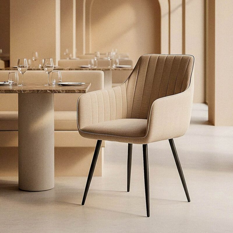 Chaise Beige Tissu-Métal Ixia 55 cm