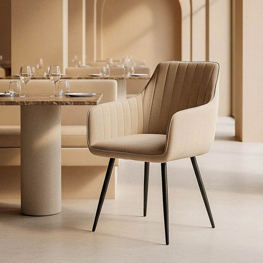 Chaise Beige Tissu-Métal Ixia 55 cm