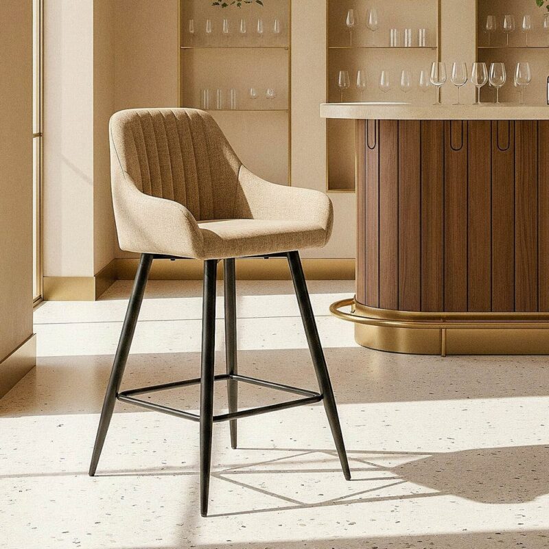 Tabouret Beige Tissu-Métal Ixia 47 cm