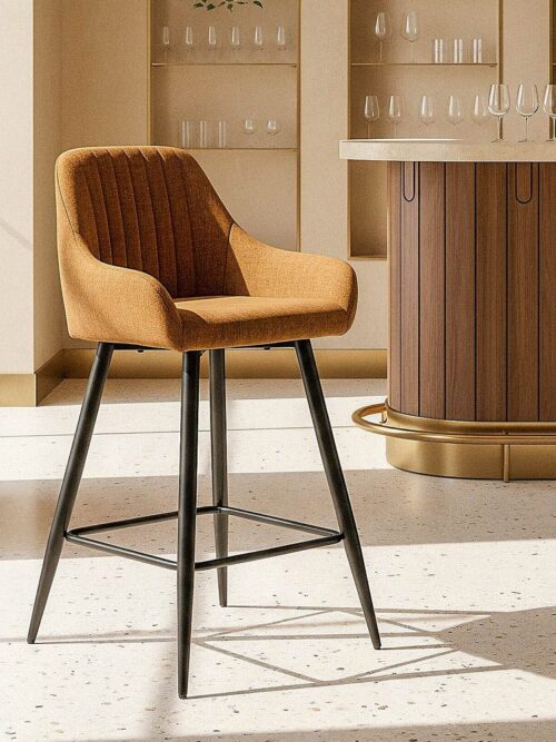 Tabouret Marron Tissu-Métal Ixia