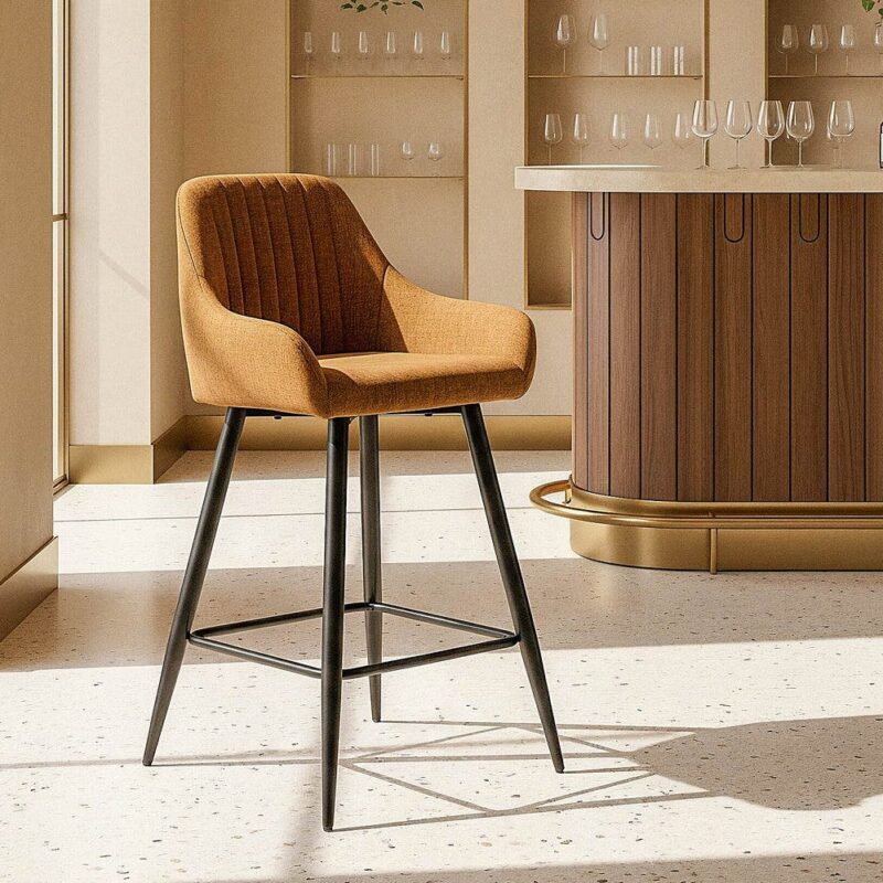 Tabouret Marron Tissu-Métal Ixia