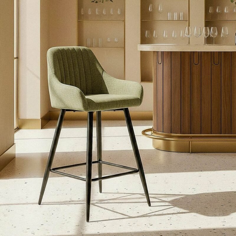 Lot de 2 : Tabouret Vert Tissu-Métal Ixia 47 cm