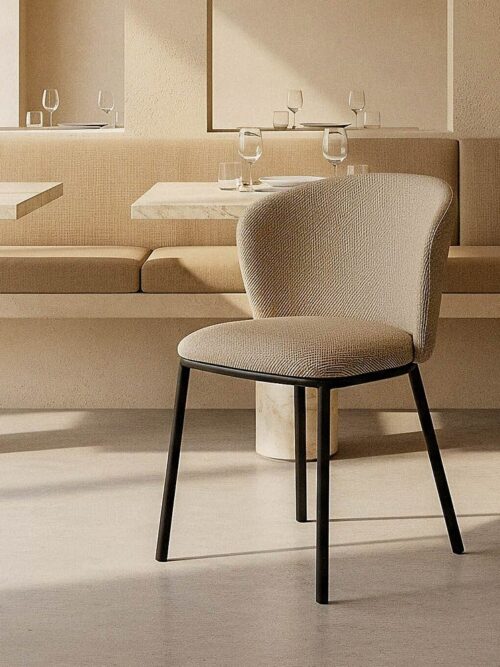 Chaise Beige Tissu-Métal Ixia