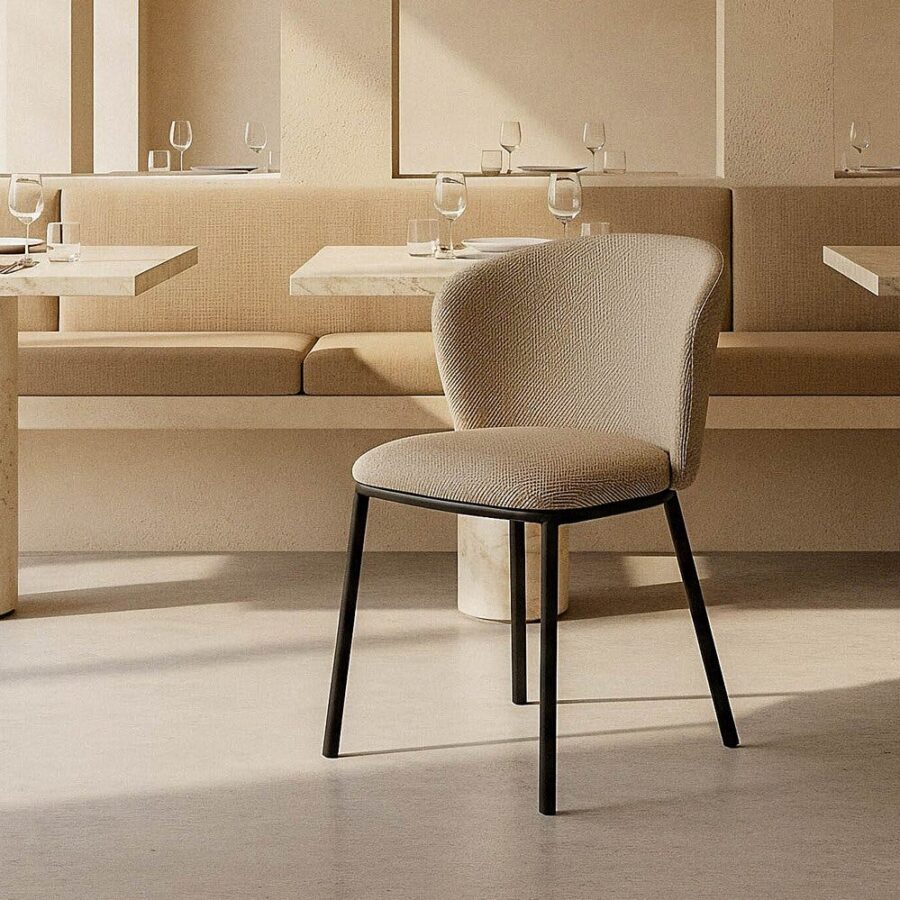 Chaise Beige Tissu-Métal Ixia