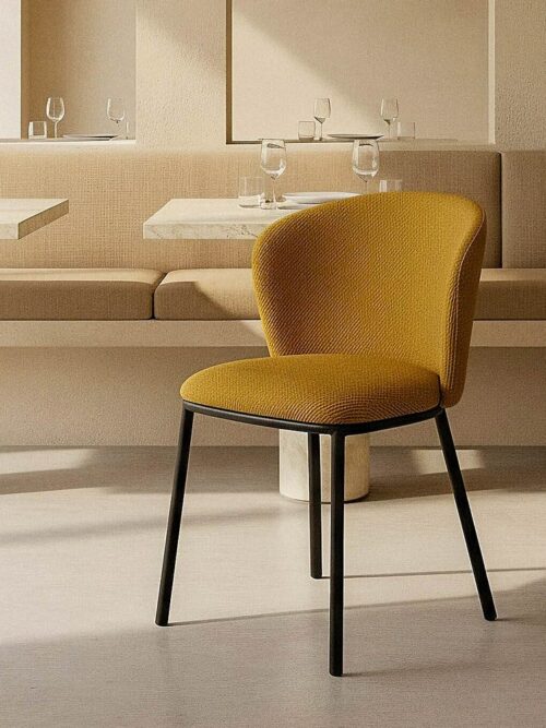 Chaise Moutarde Tissu-Métal Ixia