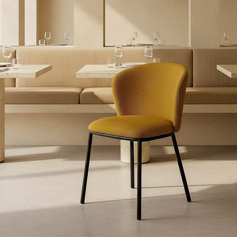 Chaise Moutarde Tissu-Métal Ixia