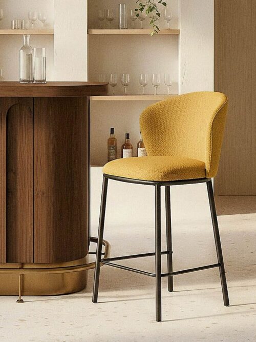 Tabouret Moutarde Tissu-Métal Ixia
