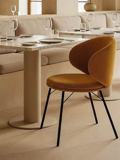 Chaise Moutarde Tissu-Métal Ixia