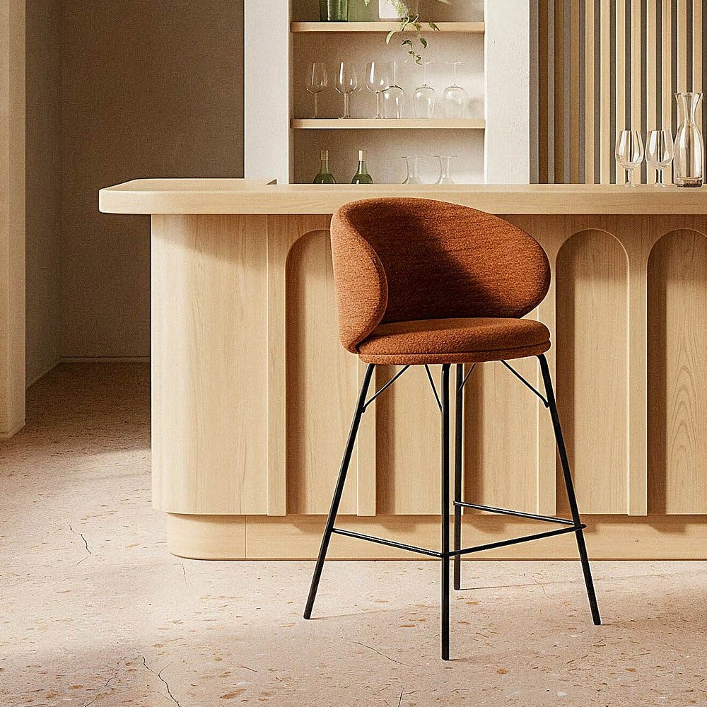 Tabouret Terracotta Tissu-Métal Ixia 46 cm