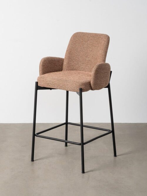 Tabouret Marbré Rose Tissu-Métal Ixia