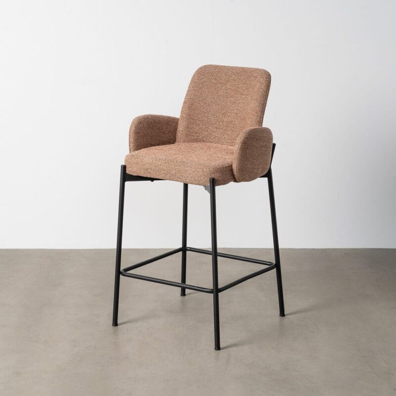 Tabouret Marbré Rose Tissu-Métal Ixia