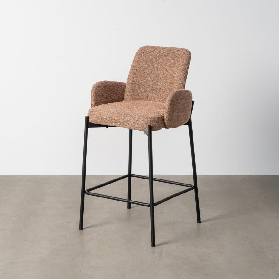 Tabouret Marbré Rose Tissu-Métal Ixia