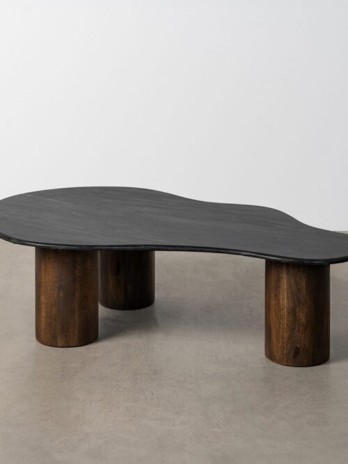 Table Basse Manguier Noir-marron Brutaliste Ixia 135cm