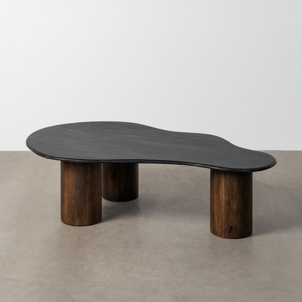 Table Basse Noir-Marron Marbre/Bois Ixia