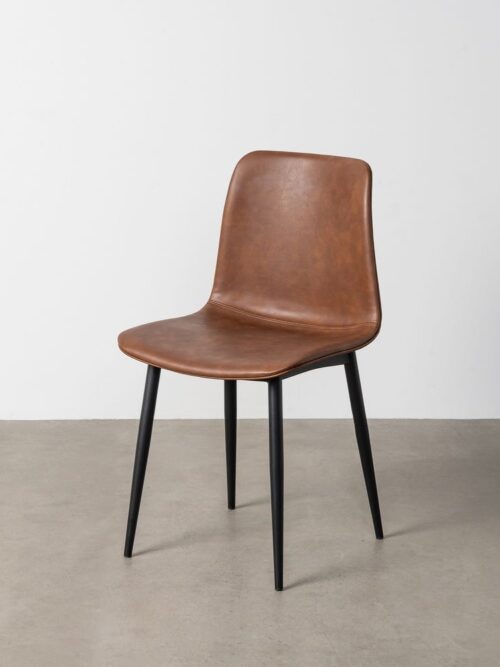 Chaise Marron Métal-Similicuir Ixia