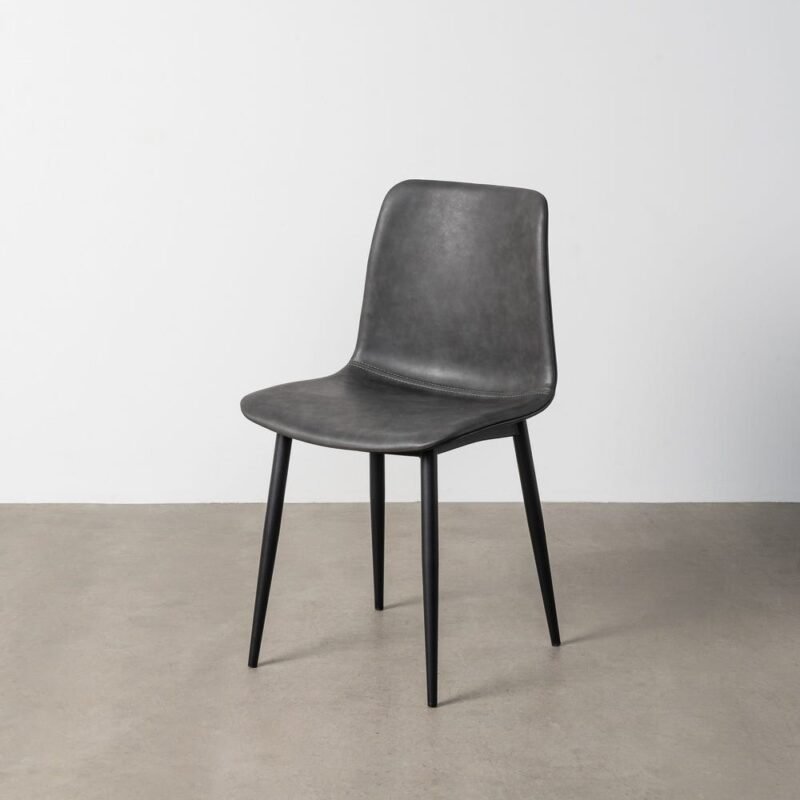 Lot de 2 : Chaise Noir Métal-Similicuir Ixia
