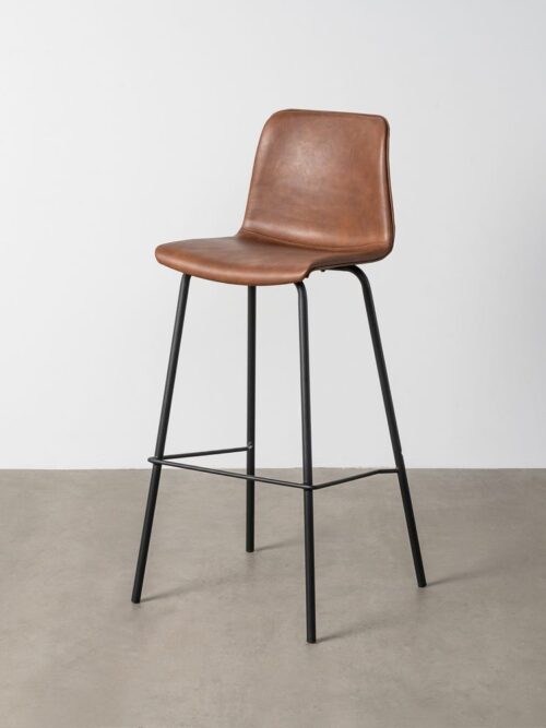 Tabouret Marron Métal-Simili Cuir Ixia 47 cm