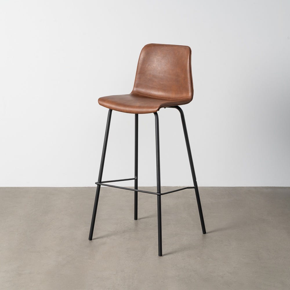 Tabouret Marron Métal-Simili Cuir Ixia 47 cm
